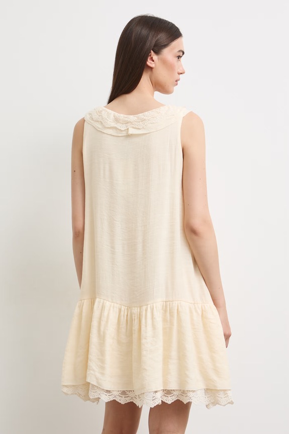 Oblečenie Šaty s rozšíreným strihom bavlnené hladké RS26-SUD905 béžová