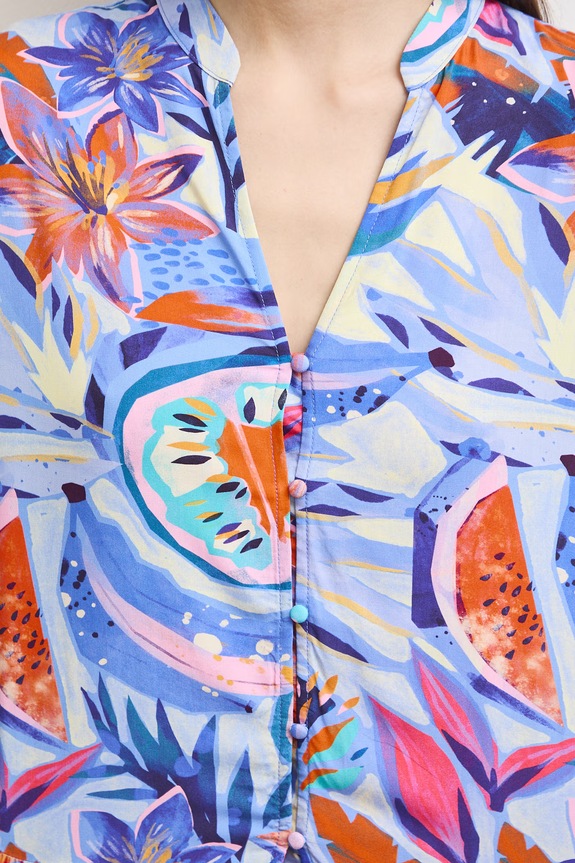 Sukienka rozkloszowana z wiskozy z falbaną RS26-SUDA04 multicolor