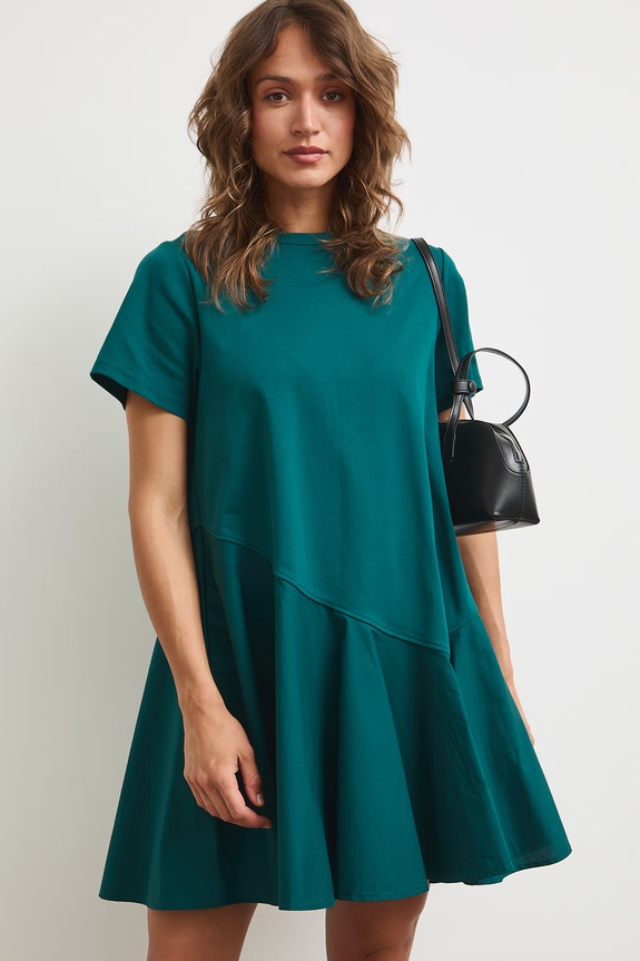 Sukienka oversize bawełniana turkusowy RS26-SUDA08