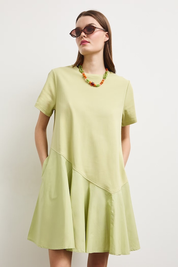 Sukienka oversize bawełniana zielony RS26-SUDA08