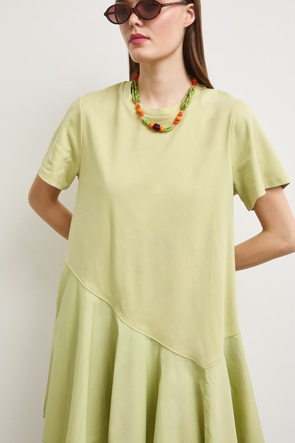 Sukienka oversize bawełniana zielony RS26-SUDA08