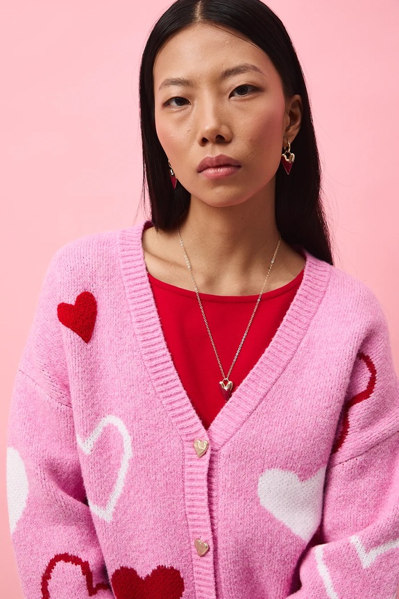 Kardigán s prímesou vlny z kolekcie Valentine’s Day RS26-SWD281 ružová
