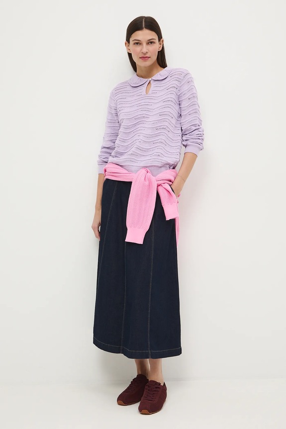 Sweter bawełniany damski ażurowy RS26-SWD282 fioletowy RS26