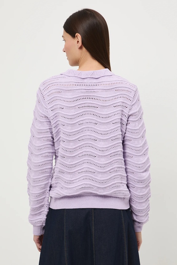 Odzież Sweter bawełniany damski ażurowy RS26-SWD282 fioletowy