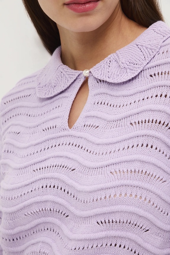 Sweter bawełniany damski ażurowy RS26-SWD282 fioletowy