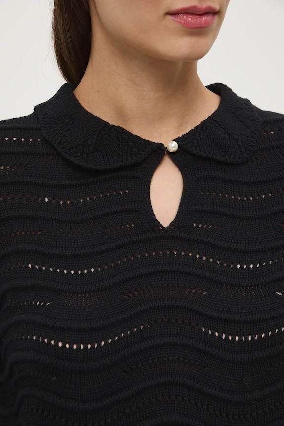 Sweter bawełniany damski ażurowy RS26-SWD282 czarny