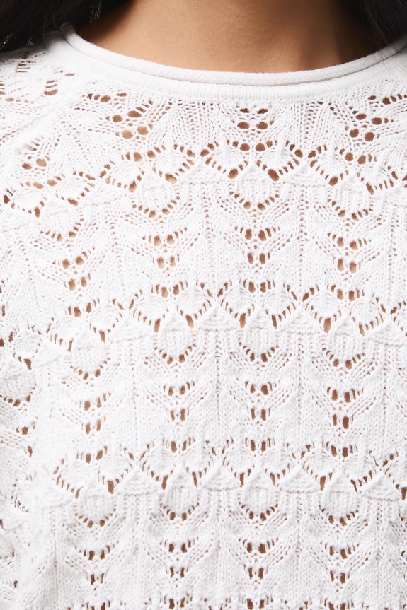 Bavlněný svetr dámský ažurový RS26-SWD305 bílá