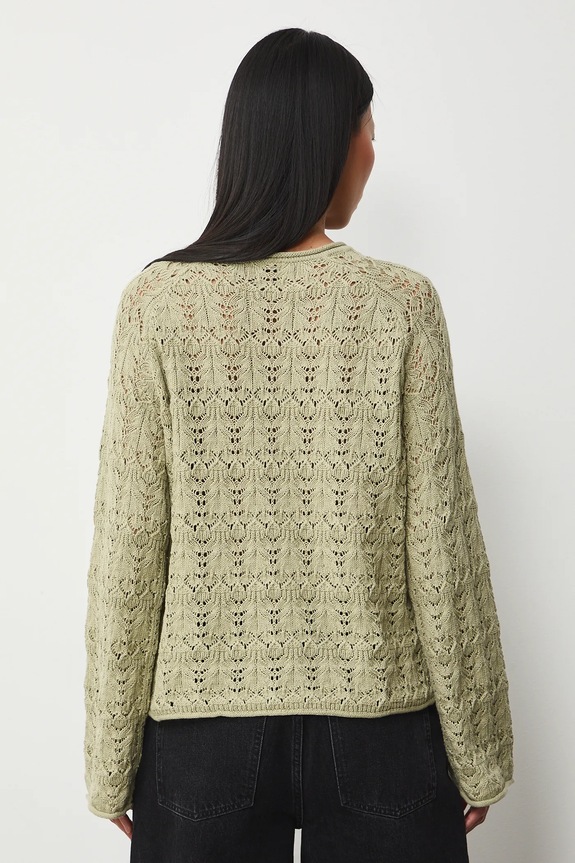 Oblečení Bavlněný svetr dámský ažurový RS26-SWD305 zelená