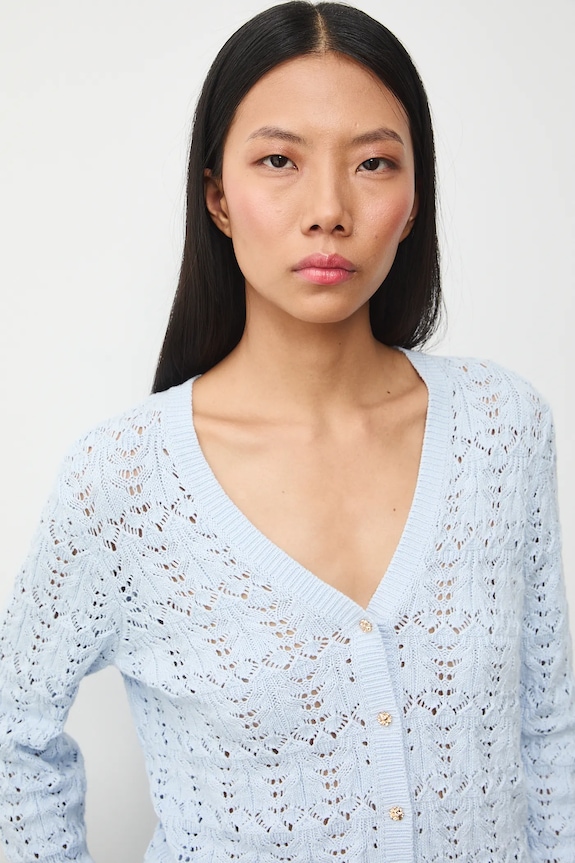 Bavlnený kardigán ažúrový modrá RS26-SWD306