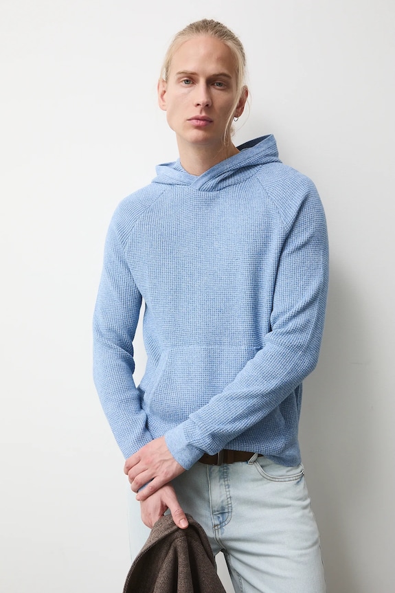 Sweter męski z kapturem z fakturą RS26-SWM200 niebieski RS26