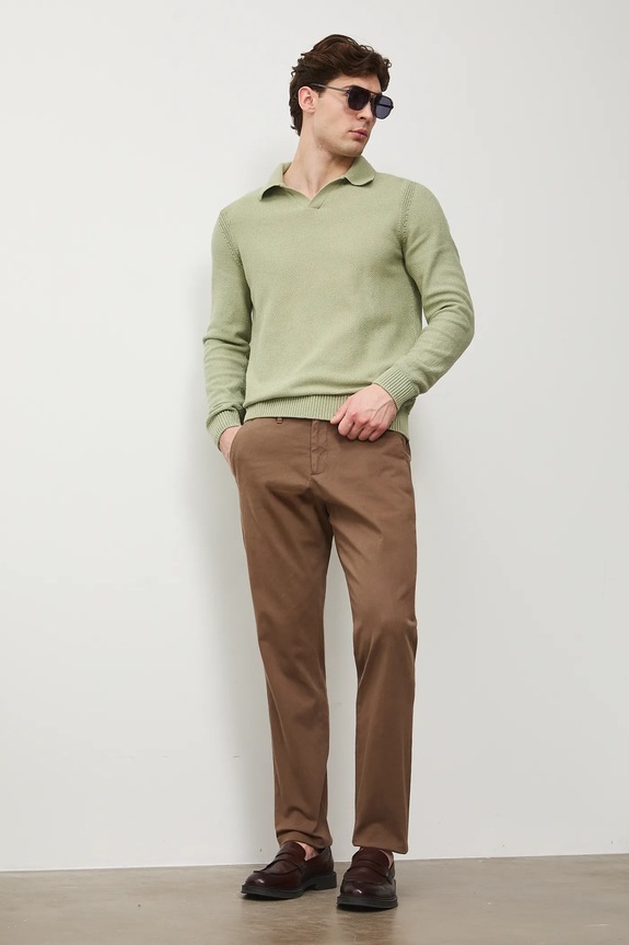 Bavlněný svetr pánský se strukturou RS26-SWM302 zelená RS26