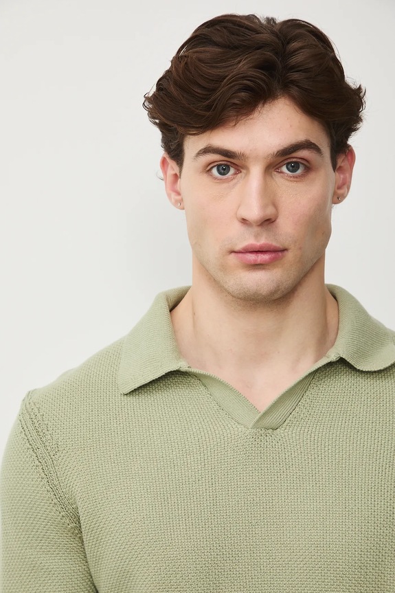 Bavlněný svetr pánský se strukturou RS26-SWM302 zelená