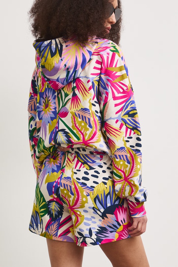 Odzież Szorty dresowe damskie z motywem roślinnym RS26-SZD091 beżowy