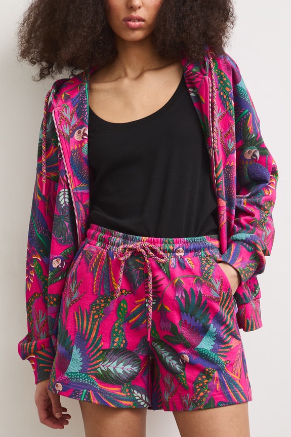 Teplákové šortky dámske s motívom zeleniny ružová RS26-SZD091