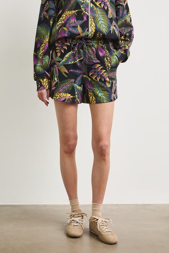 Teplákové šortky dámské rostlinné RS26-SZD091 černá RS26