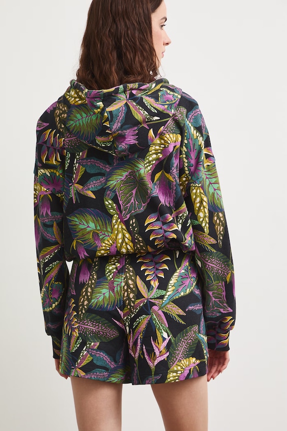 Odzież Szorty dresowe damskie z motywem roślinnym RS26-SZD091 czarny