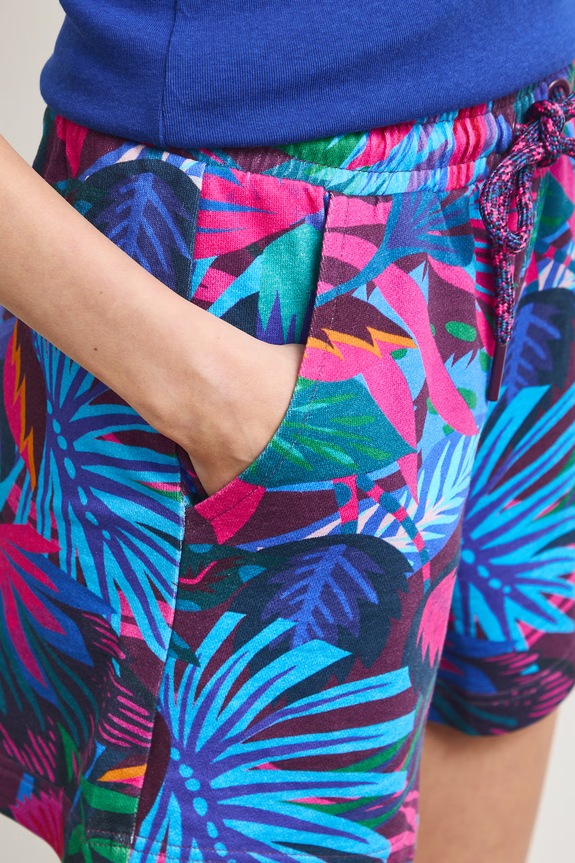 Szorty dresowe damskie z motywem roślinnym multicolor RS26-SZD091