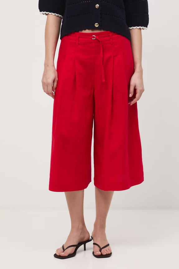 Szorty damskie lniane regular waist RS26-SZD704 czerwony RS26