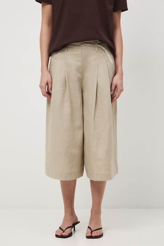 Szorty damskie lniane regular waist RS26-SZD704 beżowy RS26