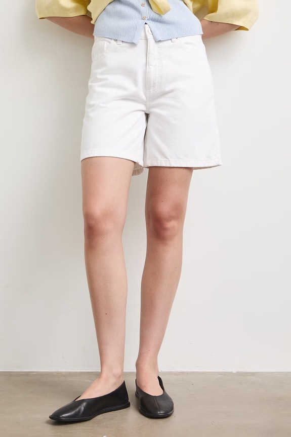 Šortky dámské bavlněné high waist bílá RS26-SZD902