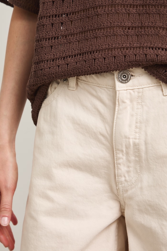 Šortky dámské bavlněné high waist béžová RS26-SZD902