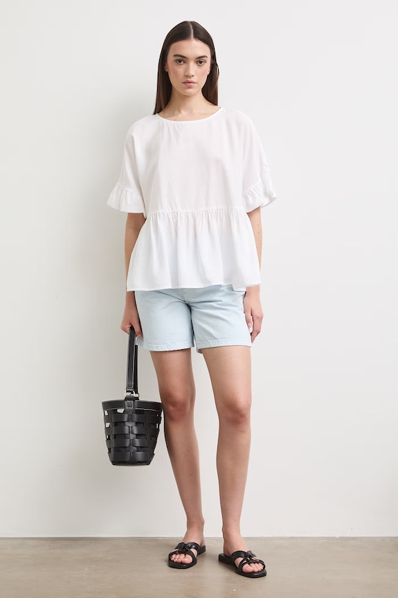 Šortky dámské bavlněné high waist modrá RS26-SZD902