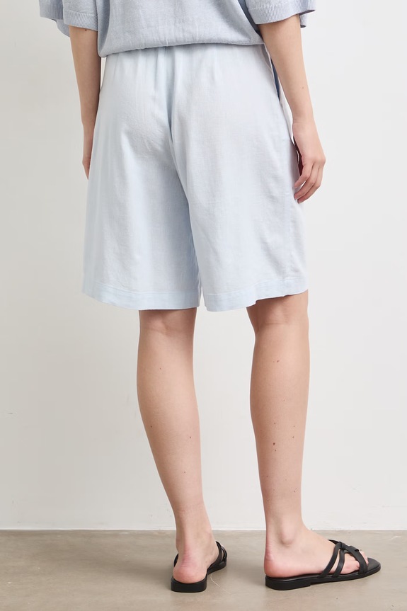 Odzież Bermudy damskie z lnem gładkie RS26-SZD904 niebieski