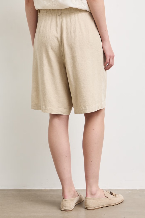 Odzież Bermudy damskie z lnem RS26-SZD904 beżowy