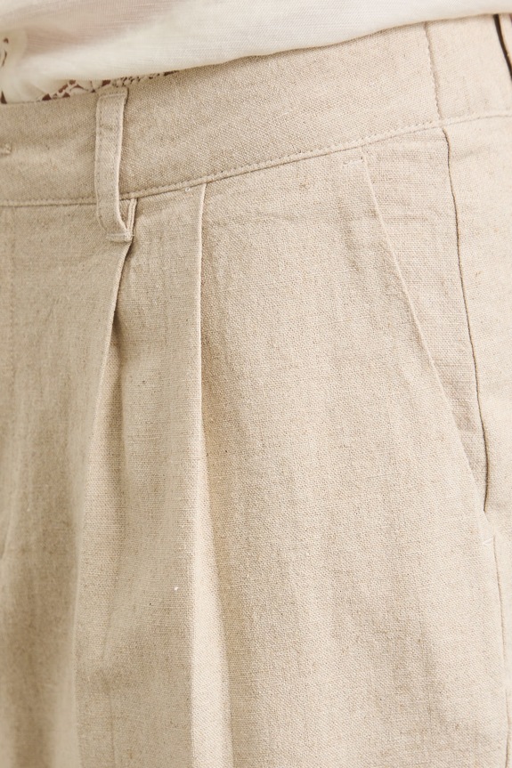 Bermudy damskie z lnem beżowy RS26-SZD904