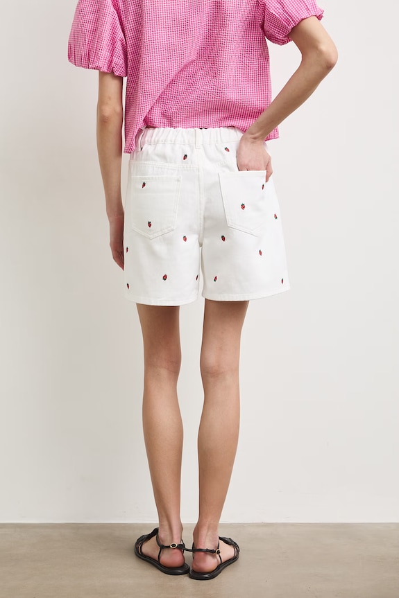 Odzież Szorty damskie bawełniane high waist z motywem owoców RS26-SZDA08 biały