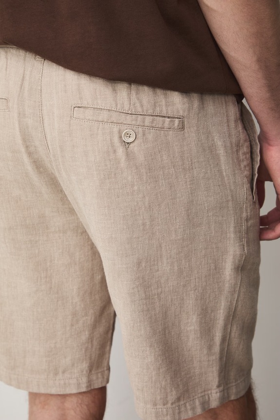 Szorty chino męskie z lnem beżowy RS26-SZM073