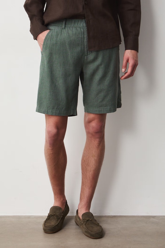 Szorty chino męskie z lnem RS26-SZM073 zielony RS26