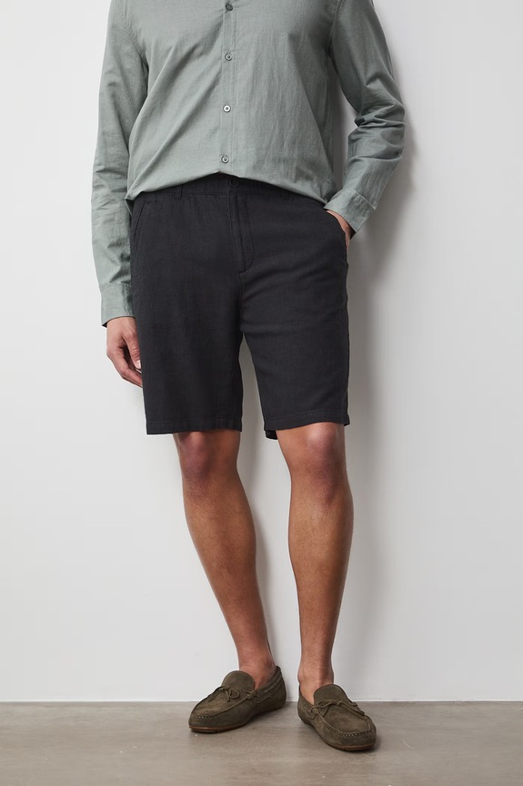 Szorty chino męskie z lnem RS26-SZM073 czarny RS26