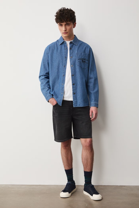 Szorty męskie jeansowe szary RS26-SZM077
