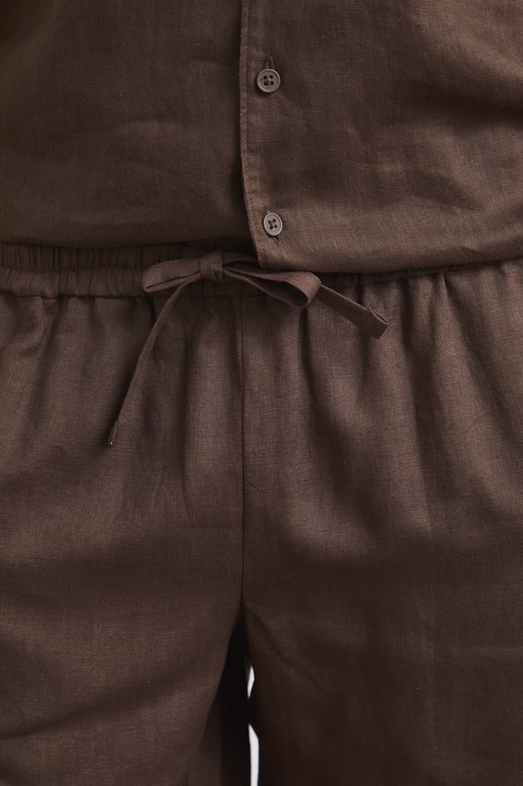 Szorty chino męskie lniane brązowy RS26-SZM090