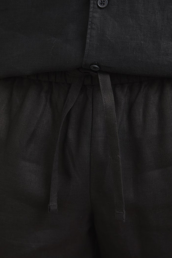 szorty chino męskie lniane czarny RS26-SZM090