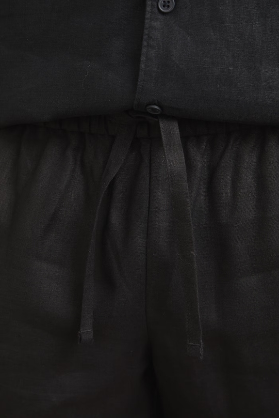 szorty chino męskie lniane czarny RS26-SZM090