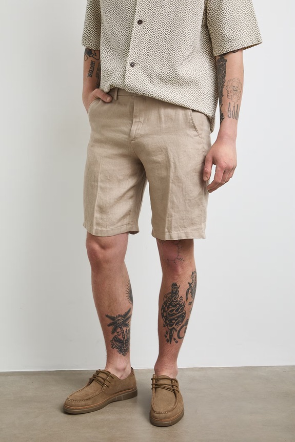 Medicine pantaloni scurți chinos pentru bărbați, din in RS26-SZM705 bej RS26