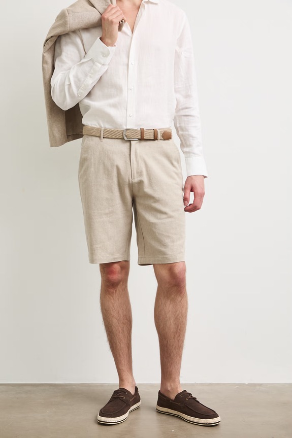 Medicine šortky chino pánske s prímesou ľanu RS26-SZM904 béžová RS26