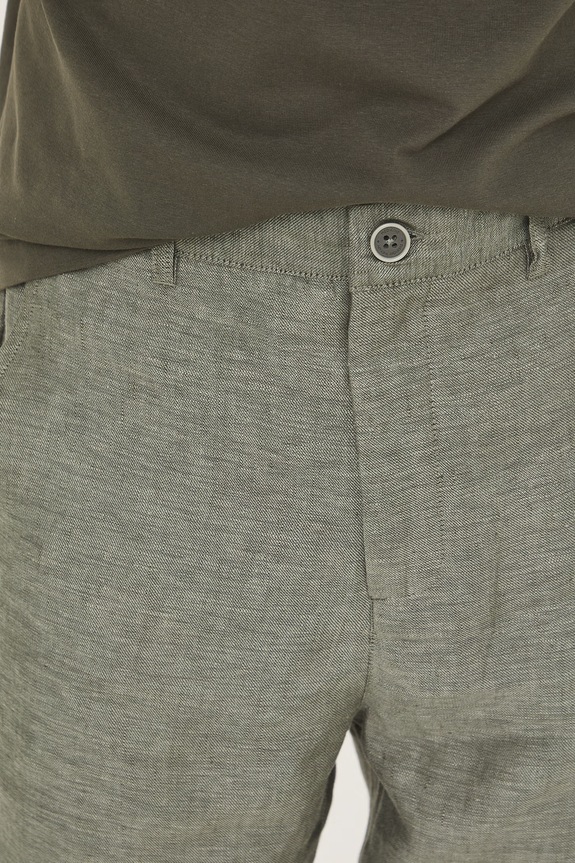 Szorty chino męskie lniane melanżowe zielony RS26-SZMB05