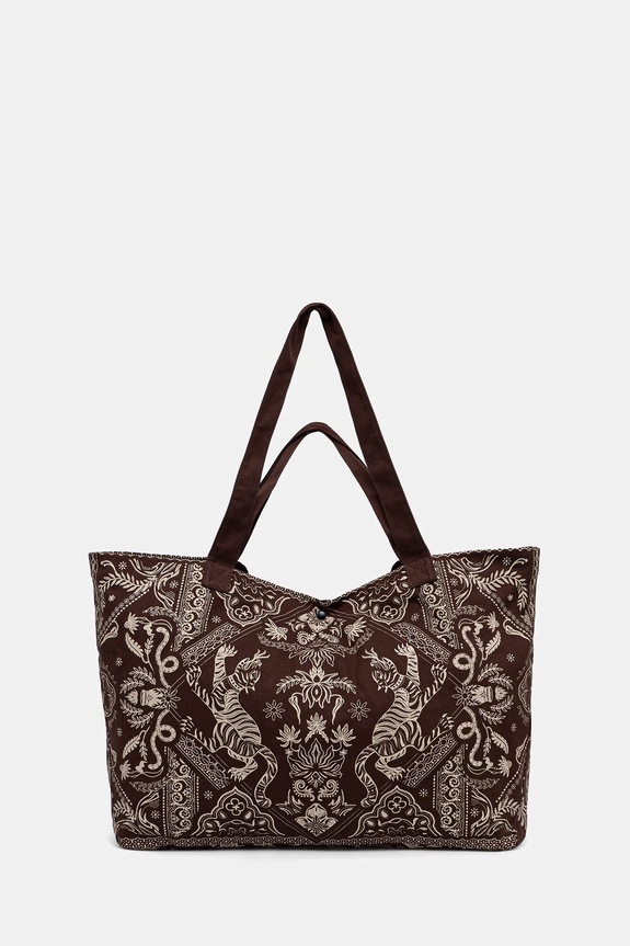 Medicine geantă shopper damskă de bumbac maro RS26-TCD901