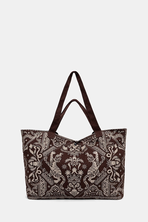 Medicine geantă shopper damskă de bumbac maro RS26-TCD901