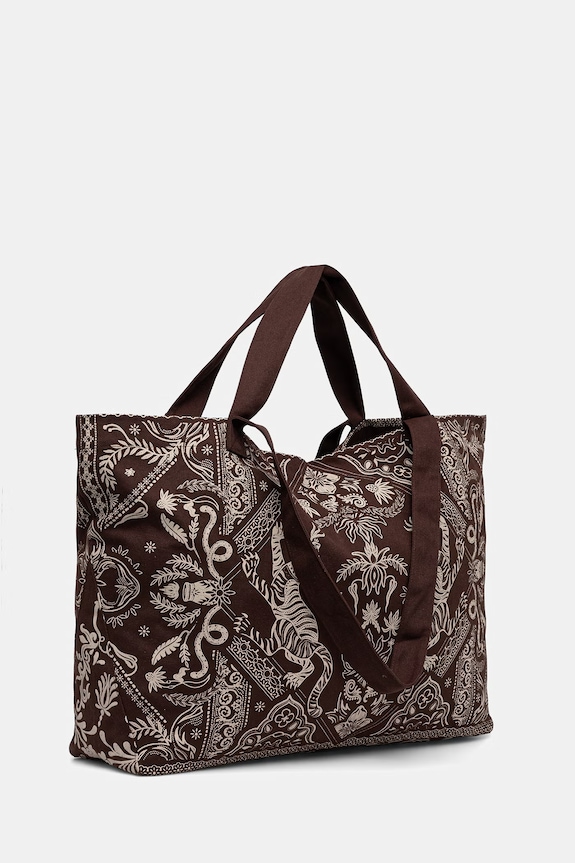 Medicine geantă shopper damskă de bumbac RS26-TCD901 maro RS26