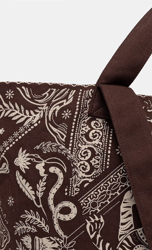 Medicine geantă shopper damskă de bumbac maro RS26-TCD901