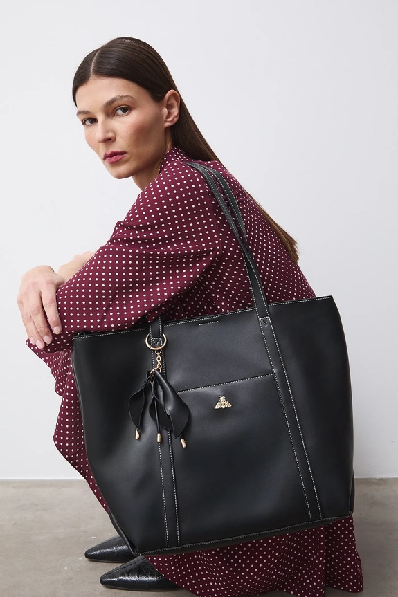 Kabelka z ekologickej kože imitácia kože čierna RS26-TOD306