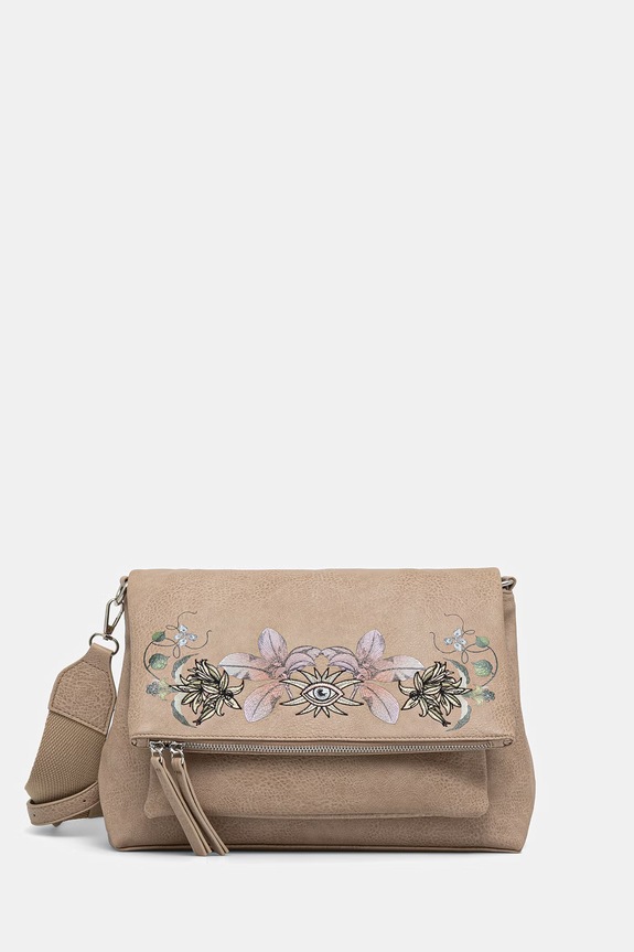 Torebka crossbody damska z imitacji skóry beżowy RS26-TOD601