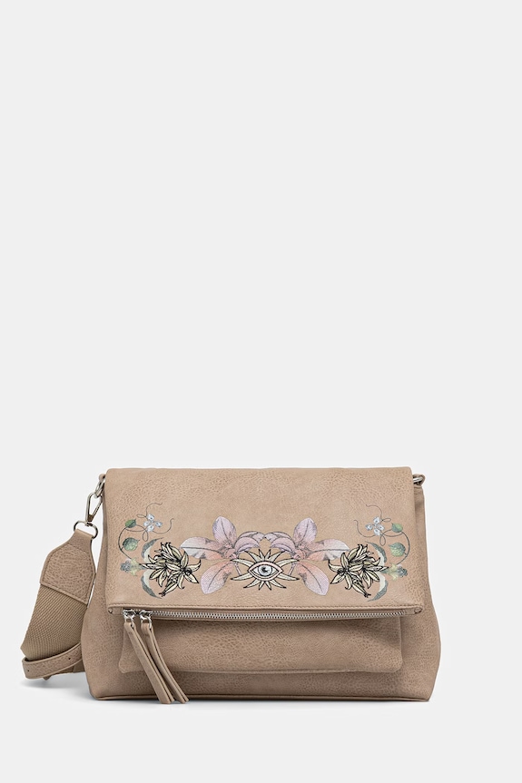 Torebka crossbody damska z imitacji skóry beżowy RS26-TOD601