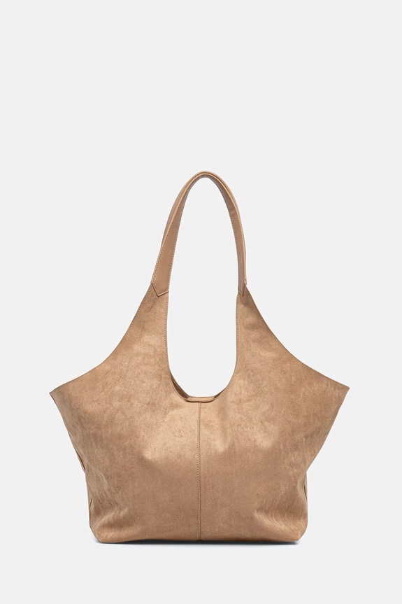 Akcesoria Torebka shopper damska z imitacji zamszu RS26-TOD703 beżowy