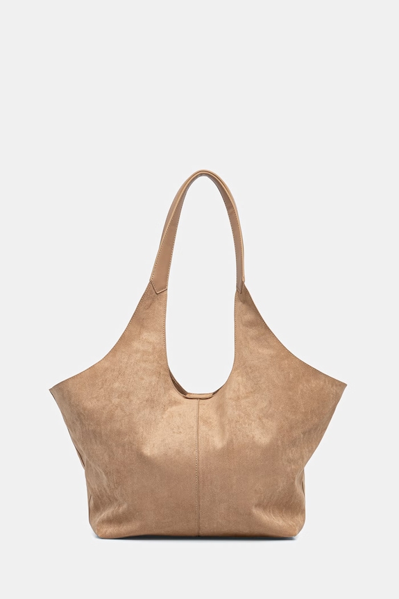 Akcesoria Torebka shopper damska z imitacji zamszu RS26-TOD703 beżowy