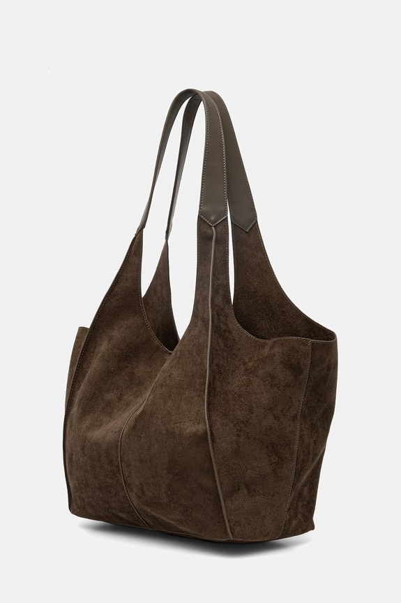 Torebka shopper damska z imitacji zamszu RS26-TOD703 zielony RS26